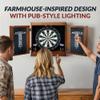 Hathaway Farmington 18-in Bristle Dart Board and Cabinet Set  Includes Self Healing Sisal Board, Rotatable Number Ring, Chalk Scoreboards & Steel-Tip Darts - Complete Dart Accessories - Walnut view 4