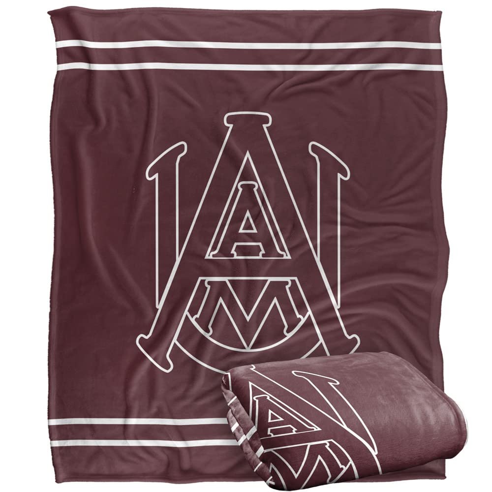 Alabama A&M University Bulldogs Blanket, 50"x60" Primary Logo Stripes, Silky Touch Super Soft Throw