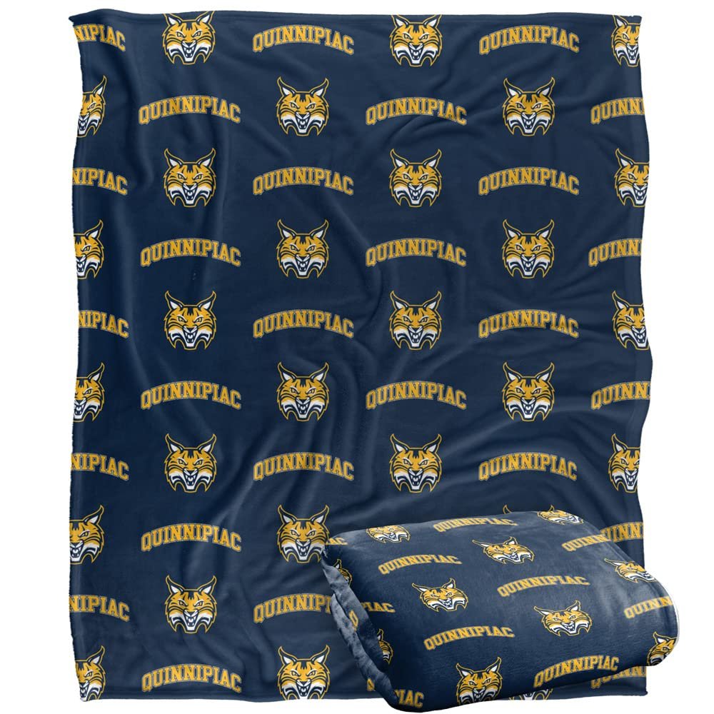 Quinnipiac University Bobcats Blanket, 50"x60" Logo Pattern, Silky Touch Super Soft Throw