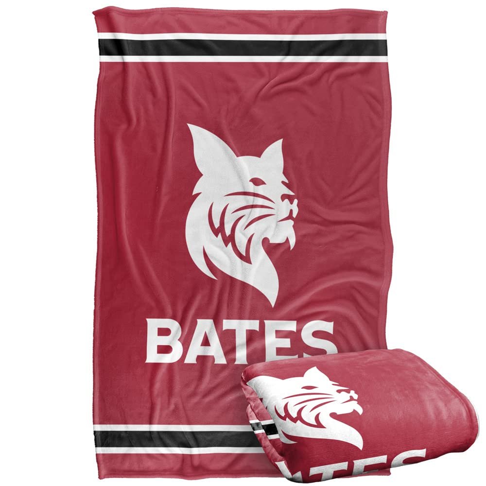 Bates College Bobcats Blanket, 36"x58" Primary Logo Stripes, Silky Touch Super Soft Throw