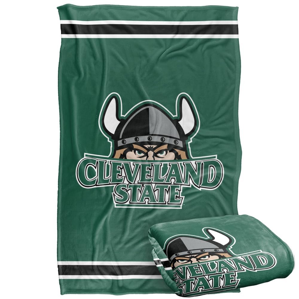 Cleveland State University Vikings Blanket, 36"x58" Primary Logo Stripes, Silky Touch Super Soft Throw