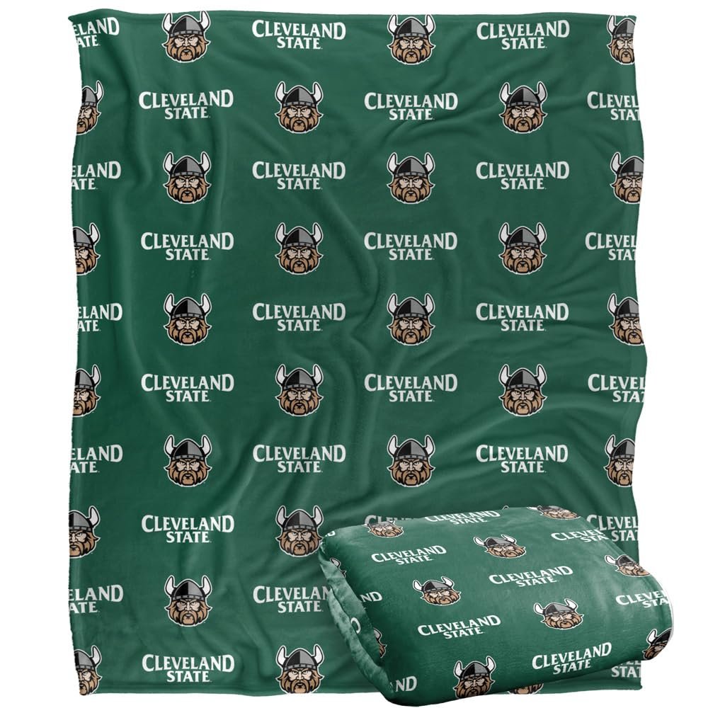 Cleveland State University Vikings Blanket, 50"x60" Logo Pattern, Silky Touch Super Soft Throw
