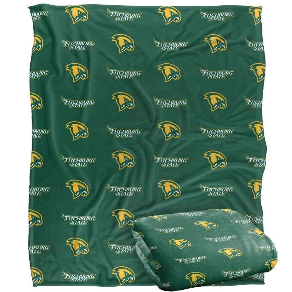 Fitchburg State University Falcons Blanket, 50"x60" Logo Pattern, Silky Touch Super Soft Throw