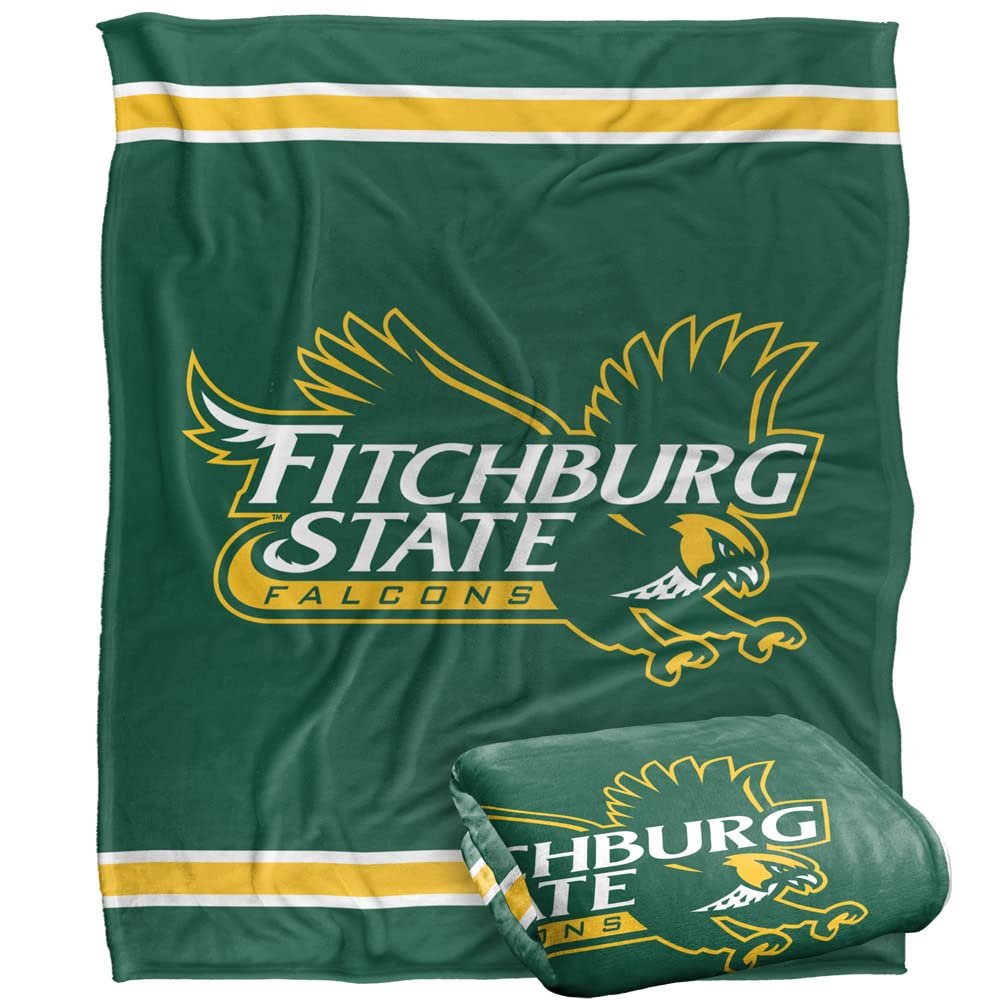 Fitchburg State University Falcons Blanket, 50"x60" Primary Logo Stripes, Silky Touch Super Soft Throw