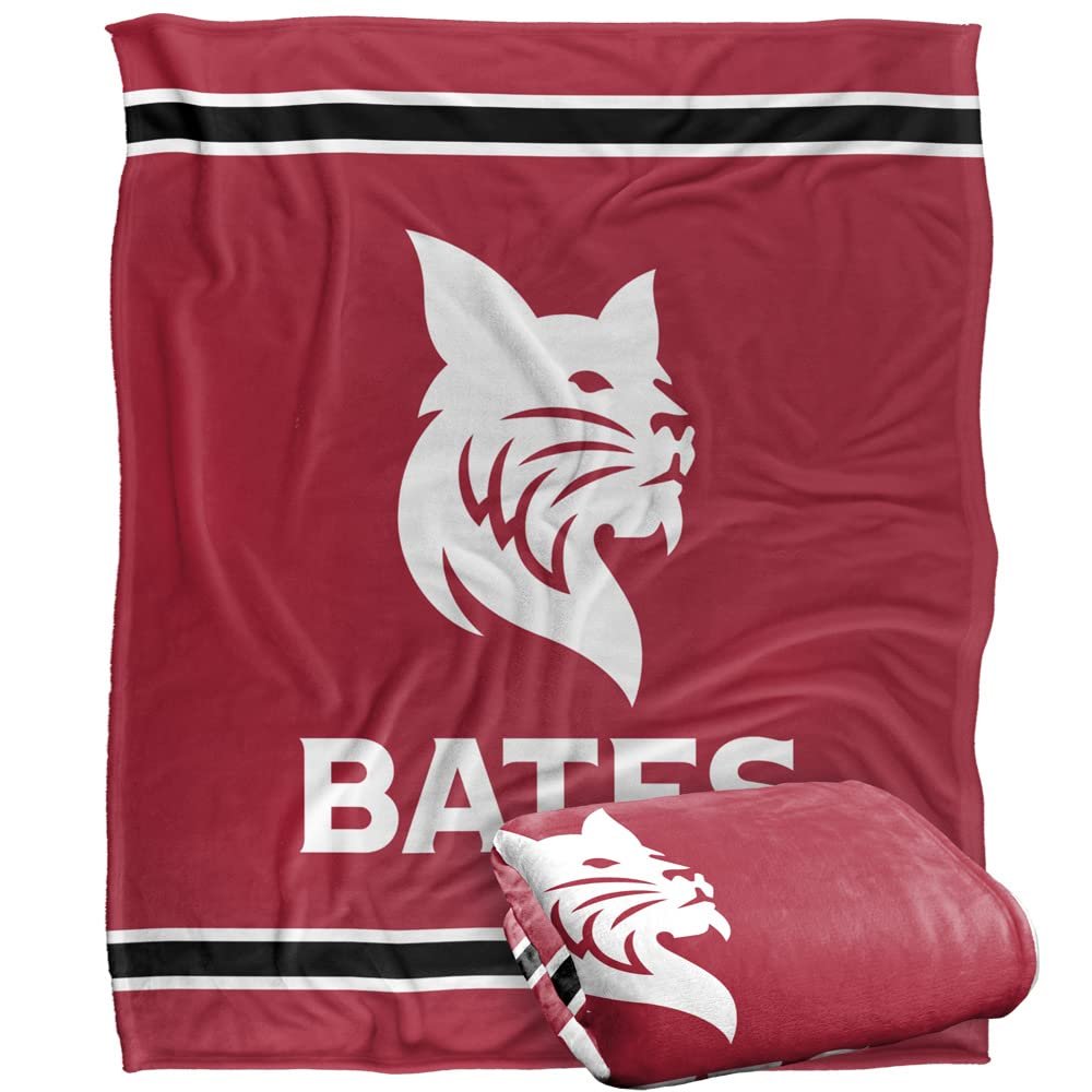 Bates College Bobcats Blanket, 50"x60" Primary Logo Stripes, Silky Touch Super Soft Throw