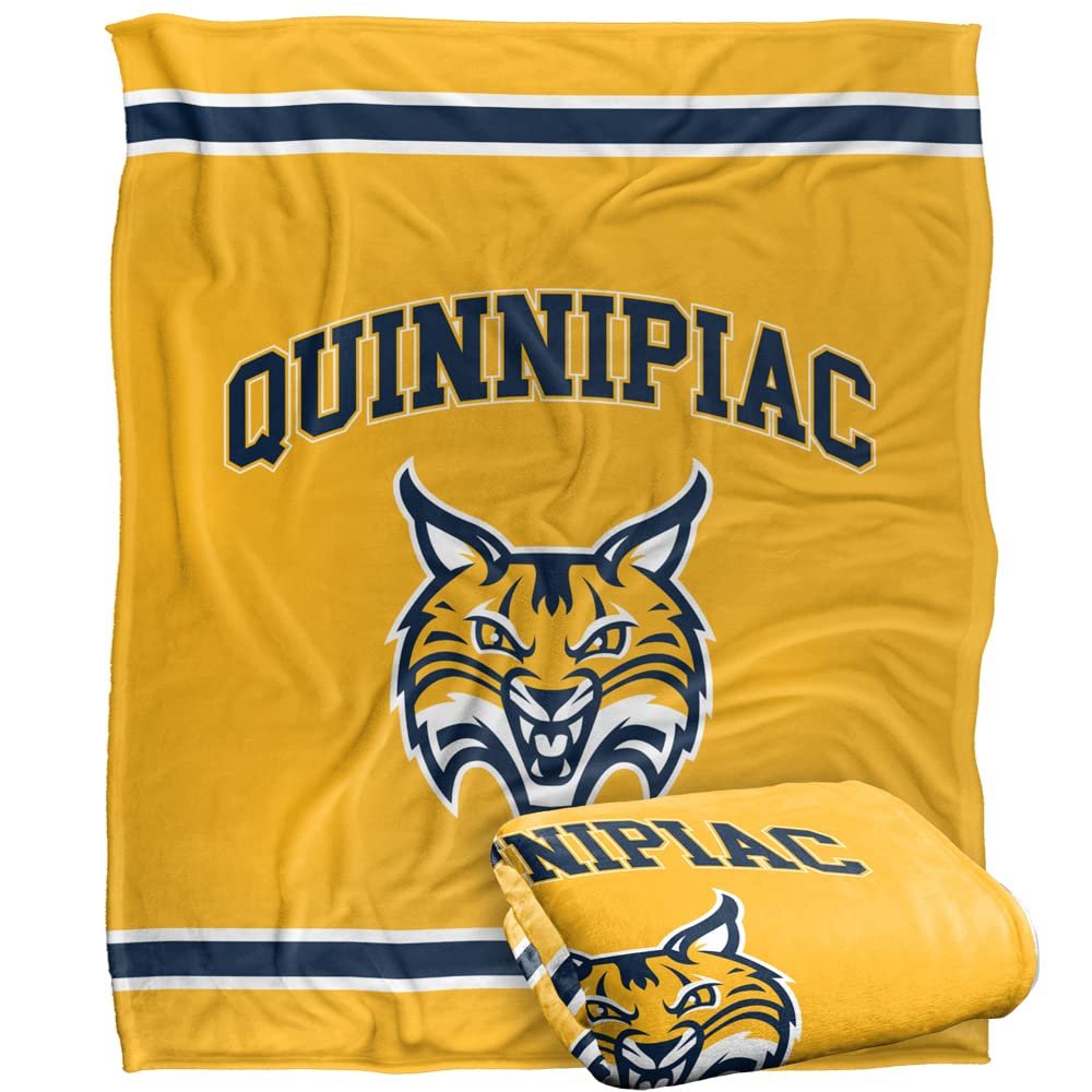 Quinnipiac University Bobcats Blanket, 50"x60" Primary Logo Stripes, Silky Touch Super Soft Throw