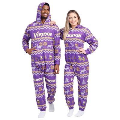 FOCO Minnesota Vikings NFL Ugly Pattern One Piece Pajamas - M