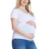 Motherhood Maternity Womens Short Sleeve Side Ruched V-Neck Pregnancy T-Shirt, Corporate White, Medium view 1