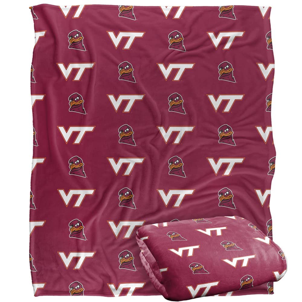 Virginia Tech Hokies Blanket, 50"x60" Logo Pattern, Silky Touch Super Soft Throw