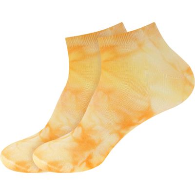BambooMN Men's Rayon from Bamboo Athletic Tie Dye Ankle Socks - Yellow Orange - Extra Large - 2 pairs