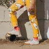 BambooMN Men's Rayon from Bamboo Athletic Tie Dye Ankle Socks - Yellow Orange - Extra Large - 2 pairs view 4