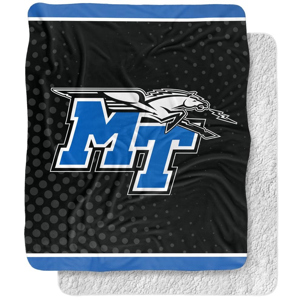 Middle Tennessee State University Blanket, 50"x60" Logo Dots Silky Touch Sherpa Back Super Soft Throw Blanket
