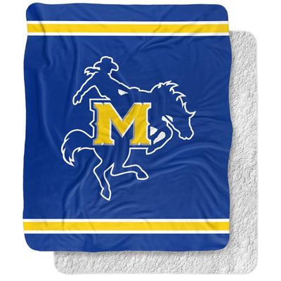 Mcneese State University Blanket, 50"x60" Primary Logo Stripes Silky Touch Sherpa Back Super Soft Throw Blanket