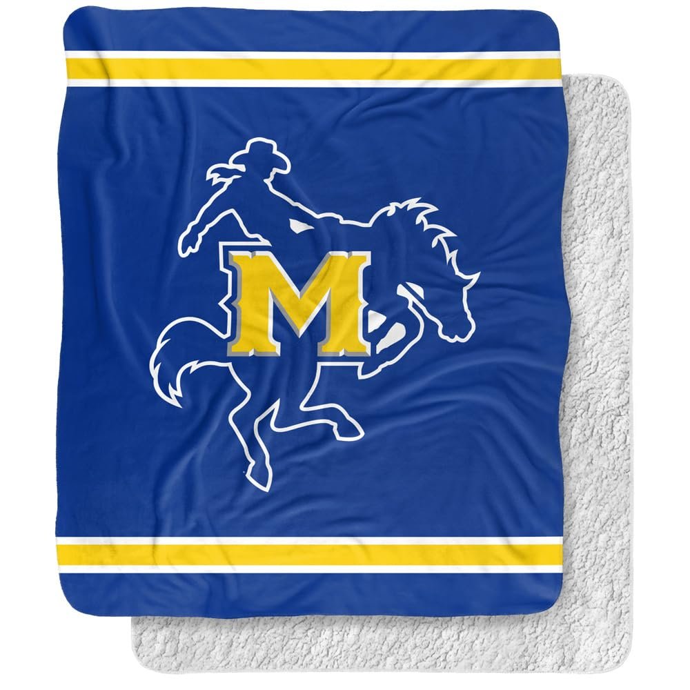 Mcneese State University Blanket, 50"x60" Primary Logo Stripes Silky Touch Sherpa Back Super Soft Throw Blanket
