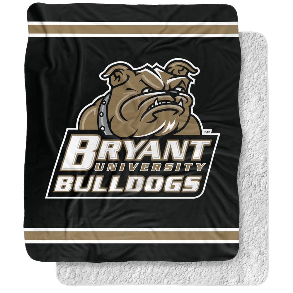 Bryant University Blanket, 50"x60" Primary Logo Stripes Silky Touch Sherpa Back Super Soft Throw Blanket