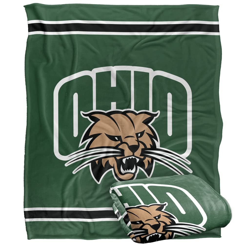 Ohio University Bobcats Blanket, 50"x60" Primary Logo Stripes, Silky Touch Super Soft Throw