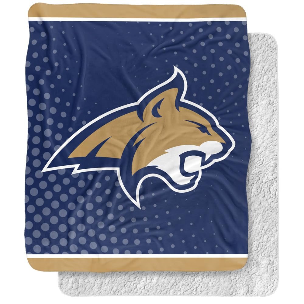 Montana State University Blanket, 50"x60" Logo Dots Silky Touch Sherpa Back Super Soft Throw Blanket