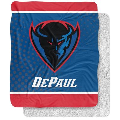 DePaul University Blanket, 50"x60" Logo Dots Silky Touch Sherpa Back Super Soft Throw Blanket