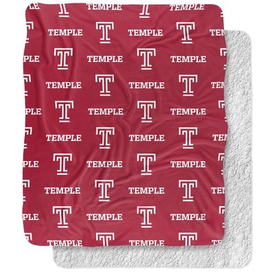 Temple University Blanket, 50"x60" Logo Pattern Silky Touch Sherpa Back Super Soft Throw Blanket