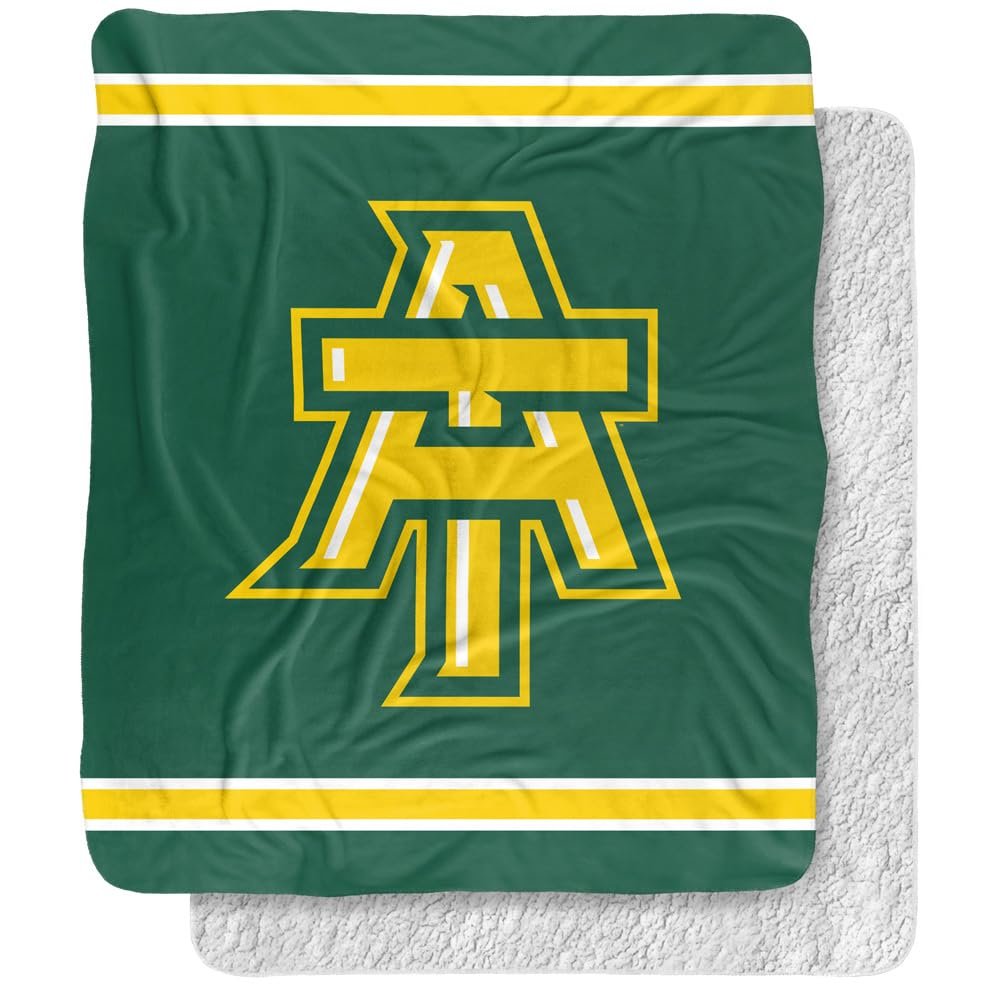 Arkansas Tech University Blanket, 50"x60" Primary Logo Stripes Silky Touch Sherpa Back Super Soft Throw Blanket