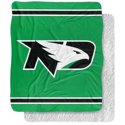 University of North Dakota Blanket, 50"x60" Primary Logo Stripes Silky Touch Sherpa Back Super Soft Throw Blanket