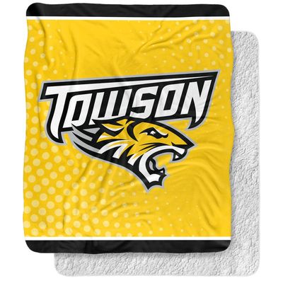 Towson University Blanket, 50"x60" Logo Dots Silky Touch Sherpa Back Super Soft Throw Blanket