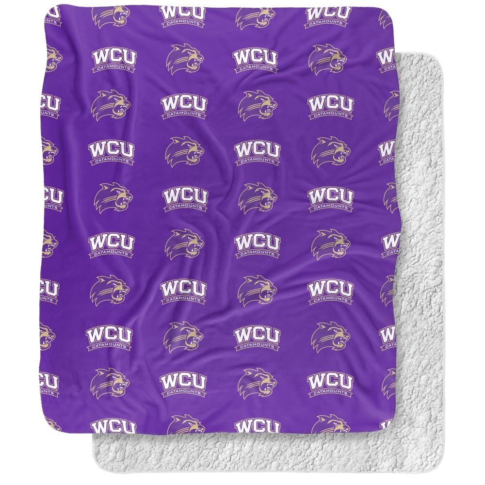 Western Carolina University Blanket, 50"x60" Logo Pattern Silky Touch Sherpa Back Super Soft Throw Blanket