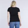 Motherhood Maternity Womens Short Sleeve Side Ruched V-Neck Pregnancy T-Shirt, Core Black, Small view 4