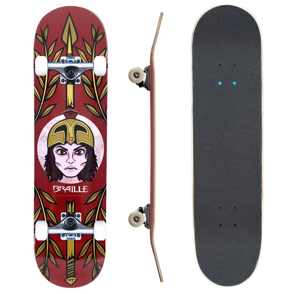 Complete Pro Skateboard by Braille for Girls, Boys, Kids Youth, Adult, Teens, Beginners - Fully Assembled with Poster & Stickers (8.5, Athena)