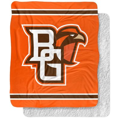 Bowling Green State University Blanket, 50"x60" Primary Logo Stripes Silky Touch Sherpa Back Super Soft Throw Blanket