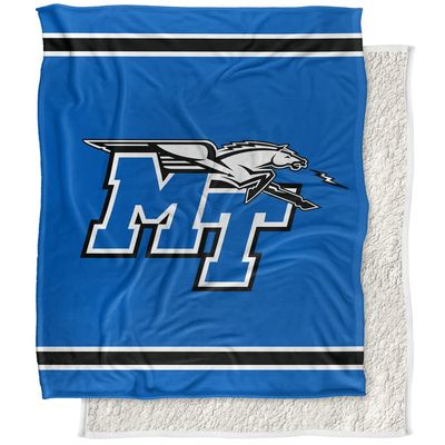 Middle Tennessee State University Blanket, 50"x60" Primary Logo Stripes Silky Touch Sherpa Back Super Soft Throw Blanket