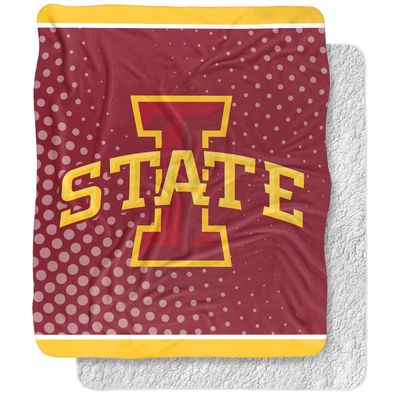 Iowa State University Blanket, 50"x60" Logo Dots Silky Touch Sherpa Back Super Soft Throw Blanket