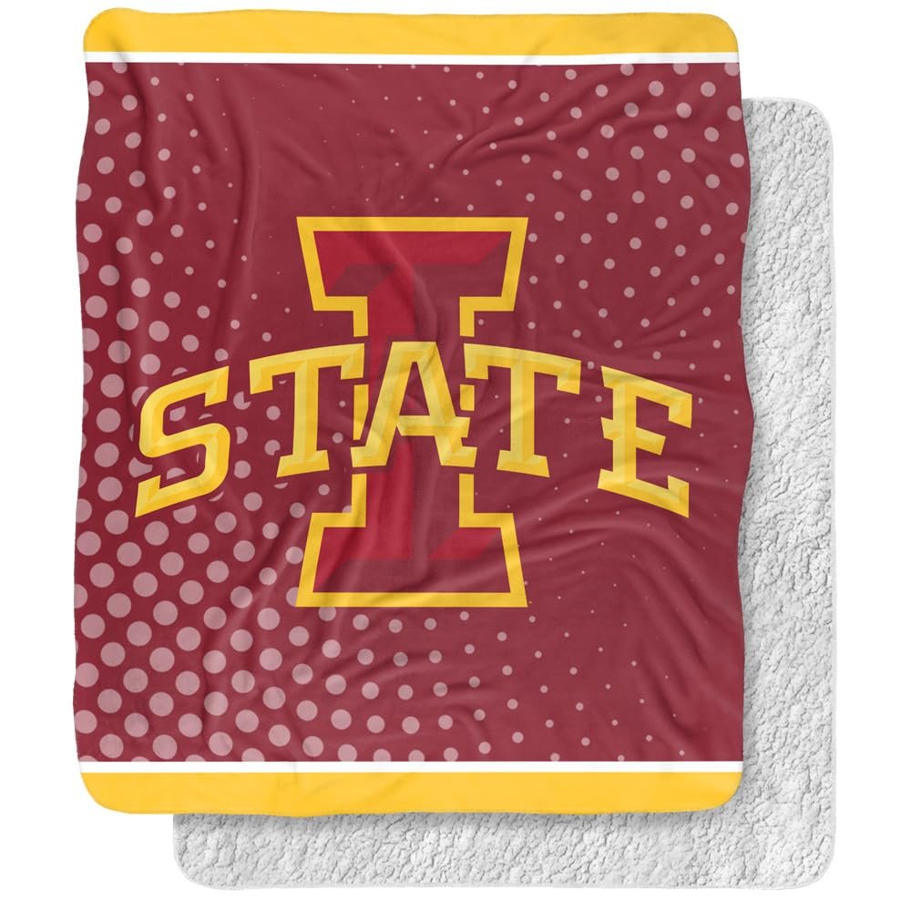 Iowa State University Blanket, 50"x60" Logo Dots Silky Touch Sherpa Back Super Soft Throw Blanket