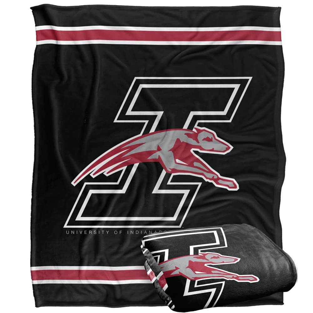 University of Indianapolis Hounds Blanket, 50"x60" Primary Logo Stripes, Silky Touch Super Soft Throw