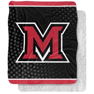 Miami University (Oh) Blanket, 50"x60" Logo Dots Silky Touch Sherpa Back Super Soft Throw Blanket