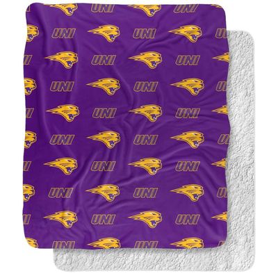 University of Northern Iowa Blanket, 50"x60" Logo Pattern Silky Touch Sherpa Back Super Soft Throw Blanket