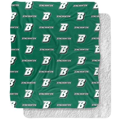 Binghamton University Blanket, 50"x60" Logo Pattern Silky Touch Sherpa Back Super Soft Throw Blanket