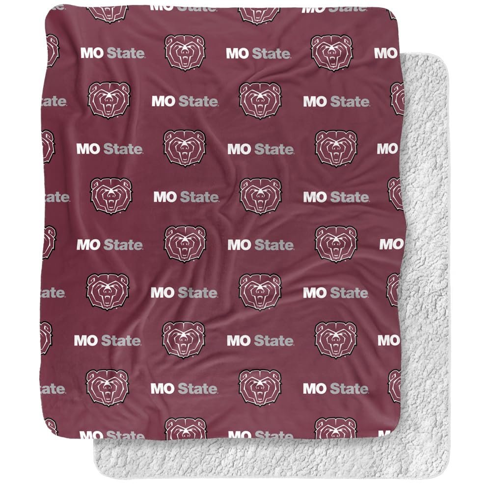 Missouri State University Blanket, 50"x60" Logo Pattern Silky Touch Sherpa Back Super Soft Throw Blanket