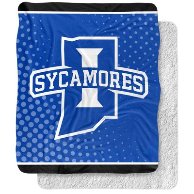 Indiana State University Blanket, 50"x60" Logo Dots Silky Touch Sherpa Back Super Soft Throw Blanket