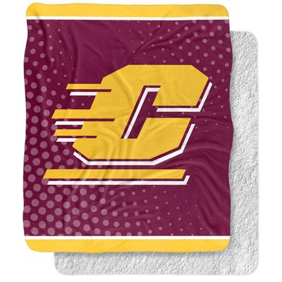 Central Michigan University Blanket, 50"x60" Logo Dots Silky Touch Sherpa Back Super Soft Throw Blanket