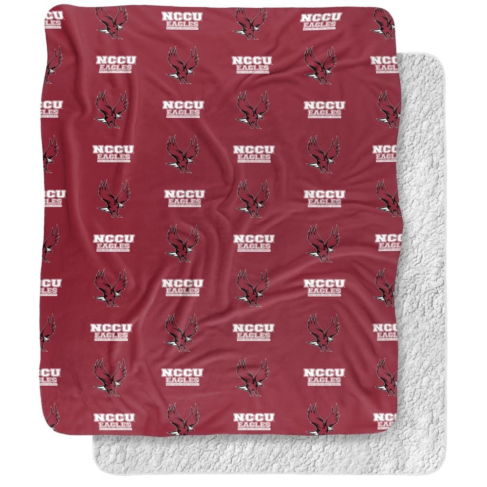 North Carolina Central University Blanket, 50"x60" Logo Pattern Silky Touch Sherpa Back Super Soft Throw Blanket