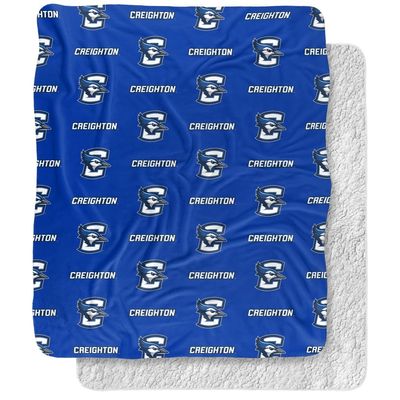 Creighton University Blanket, 50"x60" Logo Pattern Silky Touch Sherpa Back Super Soft Throw Blanket