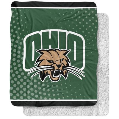 Ohio University Blanket, 50"x60" Logo Dots Silky Touch Sherpa Back Super Soft Throw Blanket