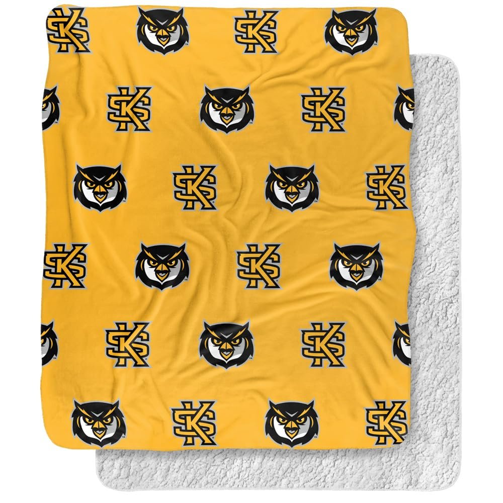 Kennesaw State University Blanket, 50"x60" Logo Pattern Silky Touch Sherpa Back Super Soft Throw Blanket