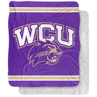 Western Carolina University Blanket, 50"x60" Primary Logo Stripes Silky Touch Sherpa Back Super Soft Throw Blanket