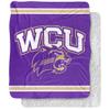 Western Carolina University Blanket, 50"x60" Primary Logo Stripes Silky Touch Sherpa Back Super Soft Throw Blanket view 1