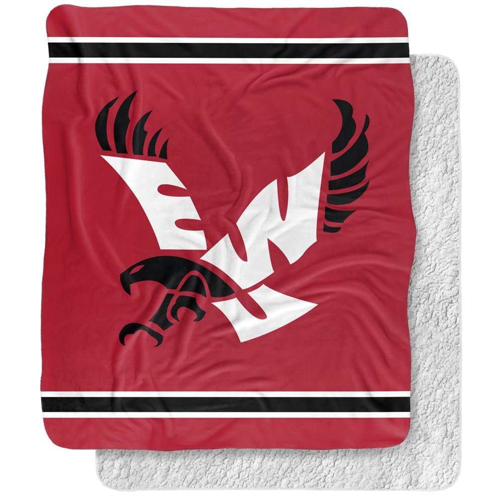 Eastern Washington University Blanket, 50"x60" Primary Logo Stripes Silky Touch Sherpa Back Super Soft Throw Blanket