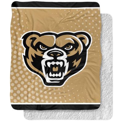Oakland University Blanket, 50"x60" Logo Dots Silky Touch Sherpa Back Super Soft Throw Blanket