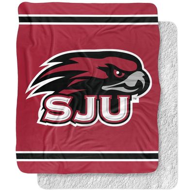 Saint Josephs University Blanket, 50"x60" Primary Logo Stripes Silky Touch Sherpa Back Super Soft Throw Blanket