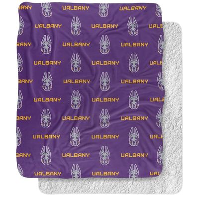 University of Albany Blanket, 50"x60" Logo Pattern Silky Touch Sherpa Back Super Soft Throw Blanket